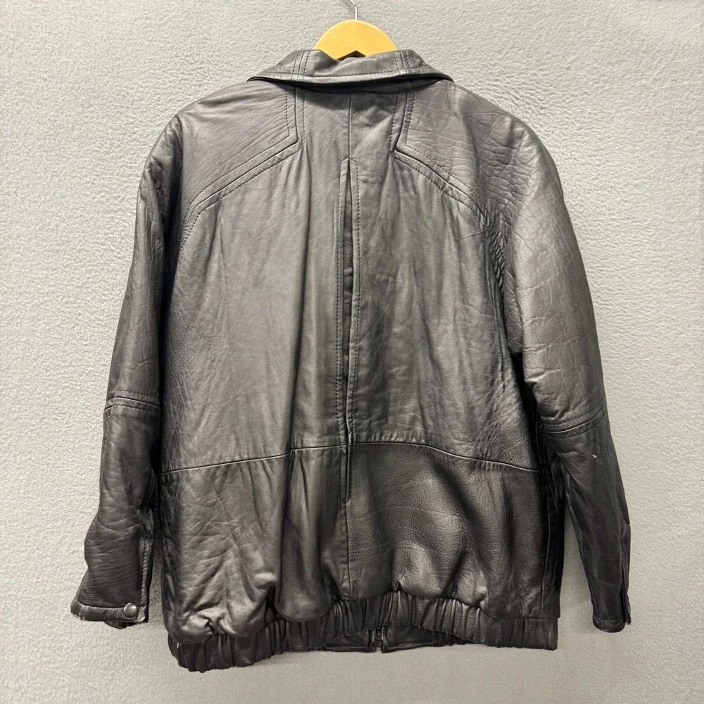 Valerie Stevens Bomber Jacket Womens Large Lamb Leather Black Outerwear Vintage